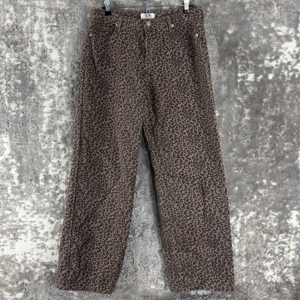 Cali 1850 Size 9 Leopard Print High Rise Straight Leg Denim Jeans Brown Juniors